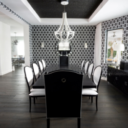 black and white interior design dining room
