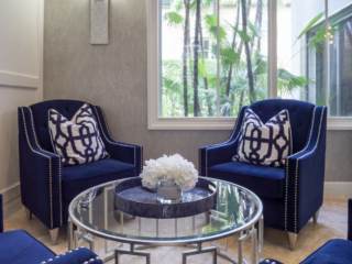 blue chairs living space