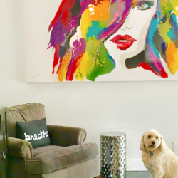 bright local artist painting living room design