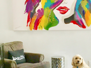 bright local artist painting living room design