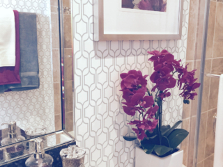 close up of vanity and wall details