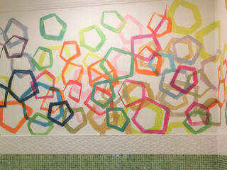 colorful painting in kids space bathroom