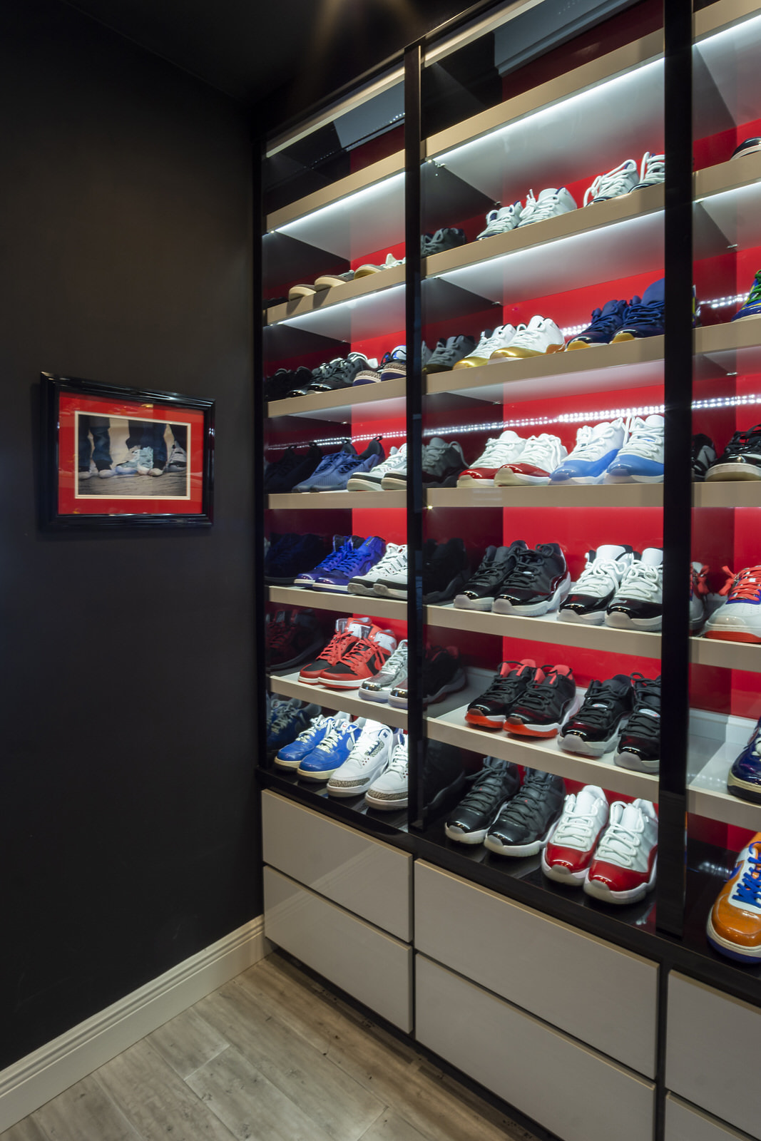 custom cabinetry shoe display