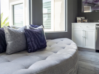 custom upholstry window seat master bedroom