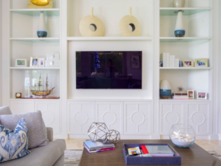 custom white wall unit living room