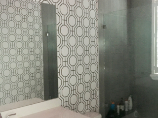 girls bathroom with pink ceiling