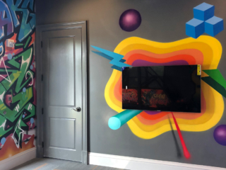 graffiti walls teens gaming room
