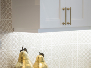 kitchen design with gold pear accessories