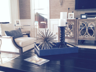 living room media console and coffee table