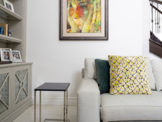 living room with artisan painting