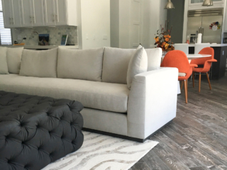 living space with pop of orange