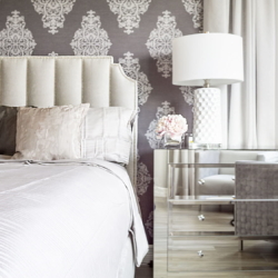 master bedroom damask wallpaper