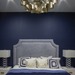 navy and gold bedroom