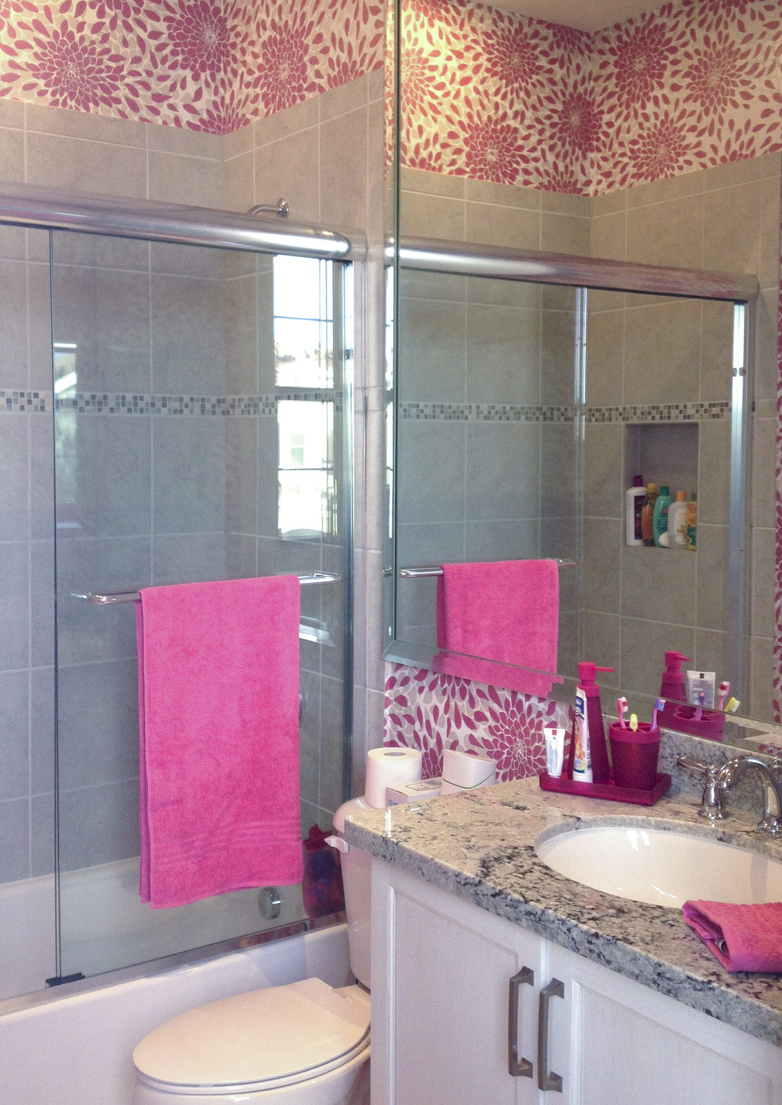 pink themed girls bathroom