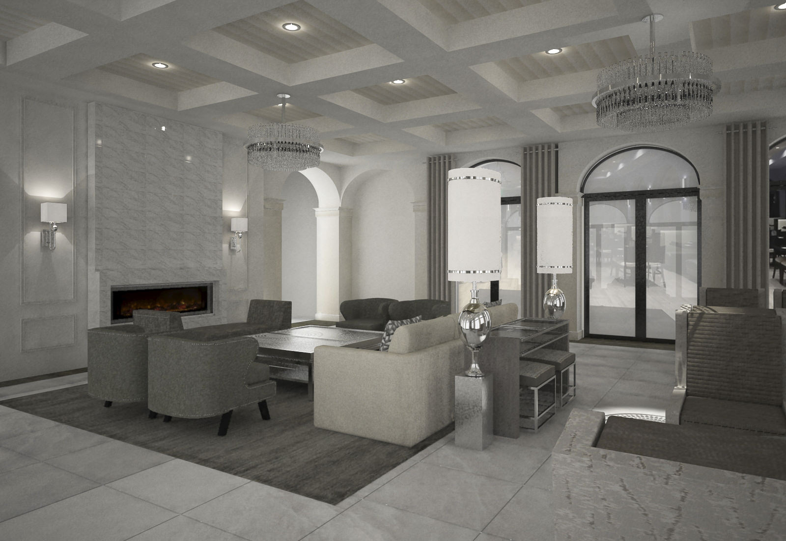 render of living space commercial