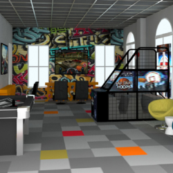 render of teen gaming room oaks clubhouse