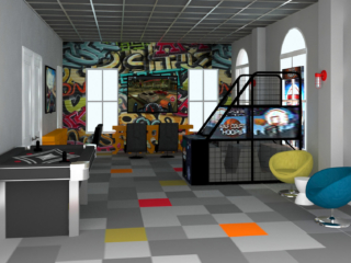render of teen gaming room oaks clubhouse