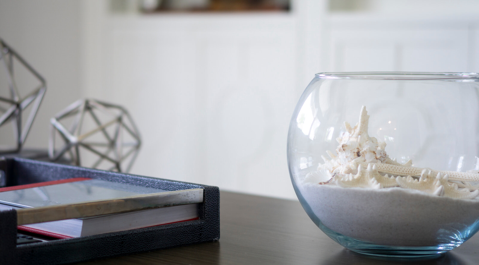 seashell in glass bowl interior design