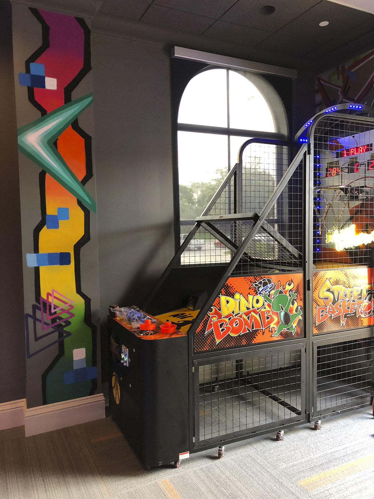 teens room colorful graffiti arcade